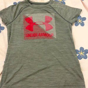 Grey youth size under armour athletic shirt, size YXL